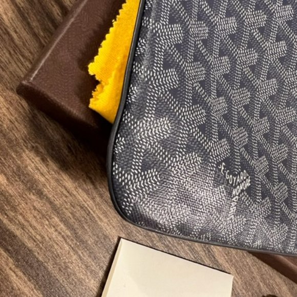 Goyard Monogram Logo Grey Senat MM Pouch Clutch - Picture 5 of 12